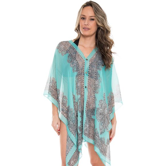 P/S Paisley Prints·Kimono·Wrap·Swimsuit Cover·Bikini Cover up·ComfyLuxe - Picture 8 of 11